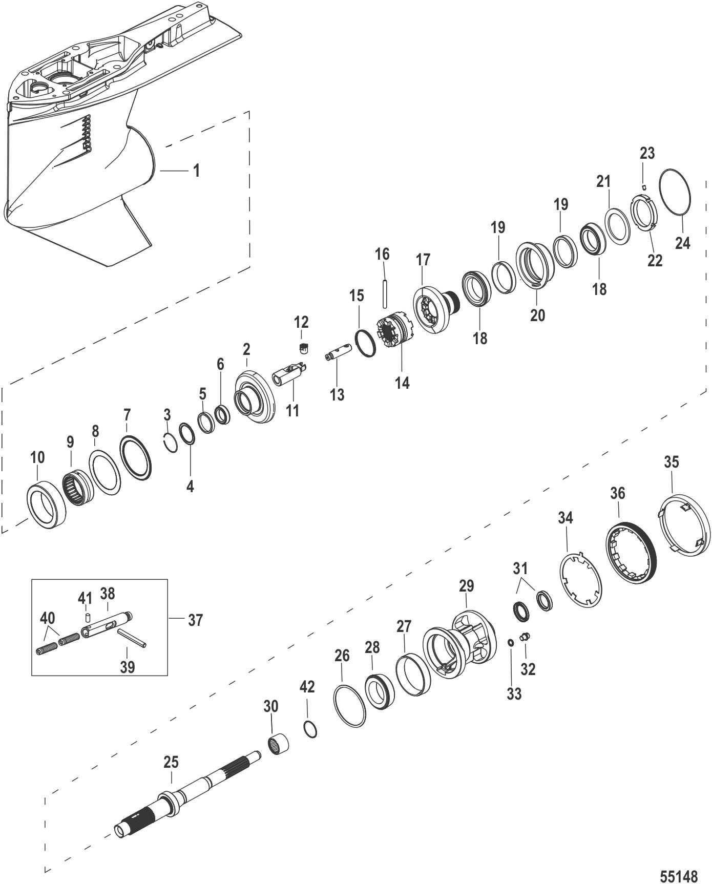 Gear Housing, Propeller Shaft 2.38:1 Counter Rotation