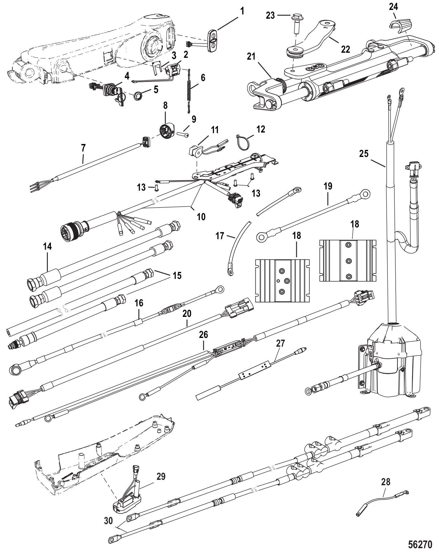 Tiller Handle Kit (Big Tiller-2.5 / 3.0L Opti-to 250hp)