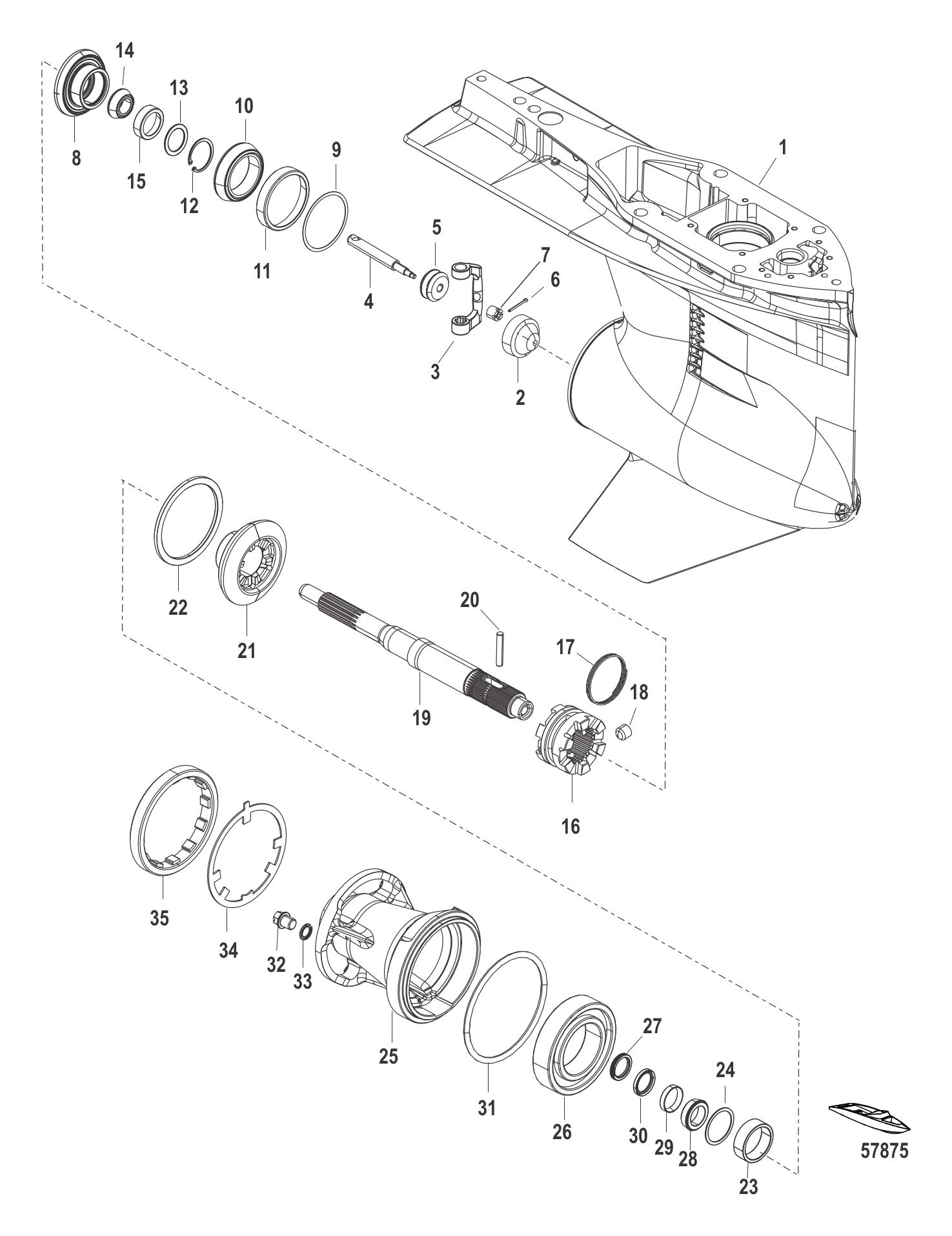 Gear Housing Prop Shaft - Std Rot, 4.80 Torpedo