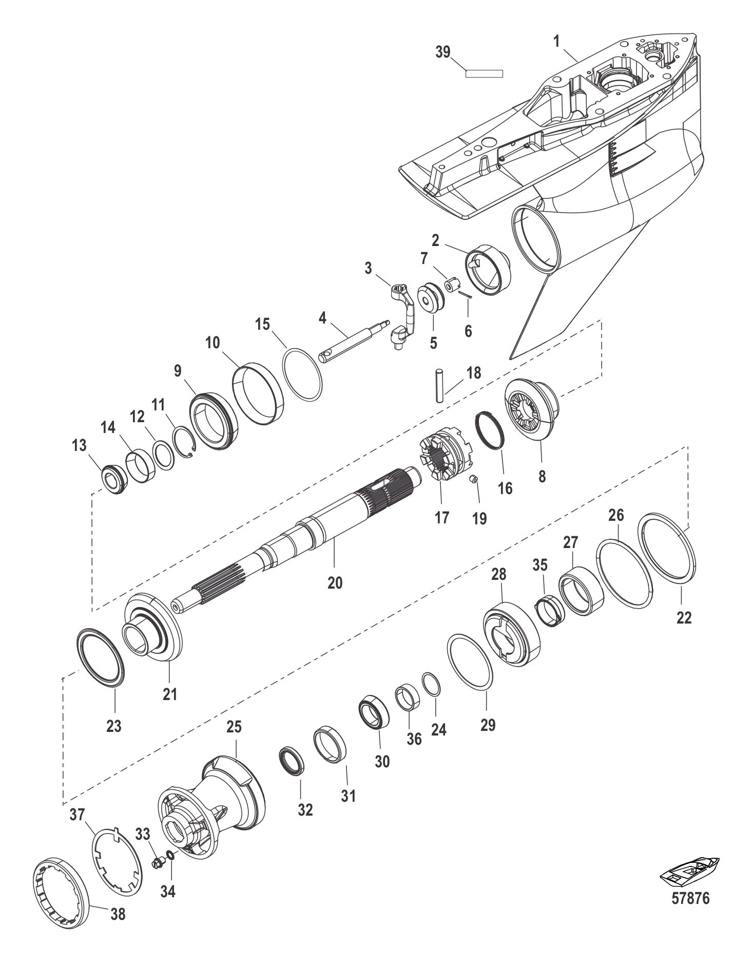 Gear Housing Prop Shaft-Count Rot, 4.80 Torpedo