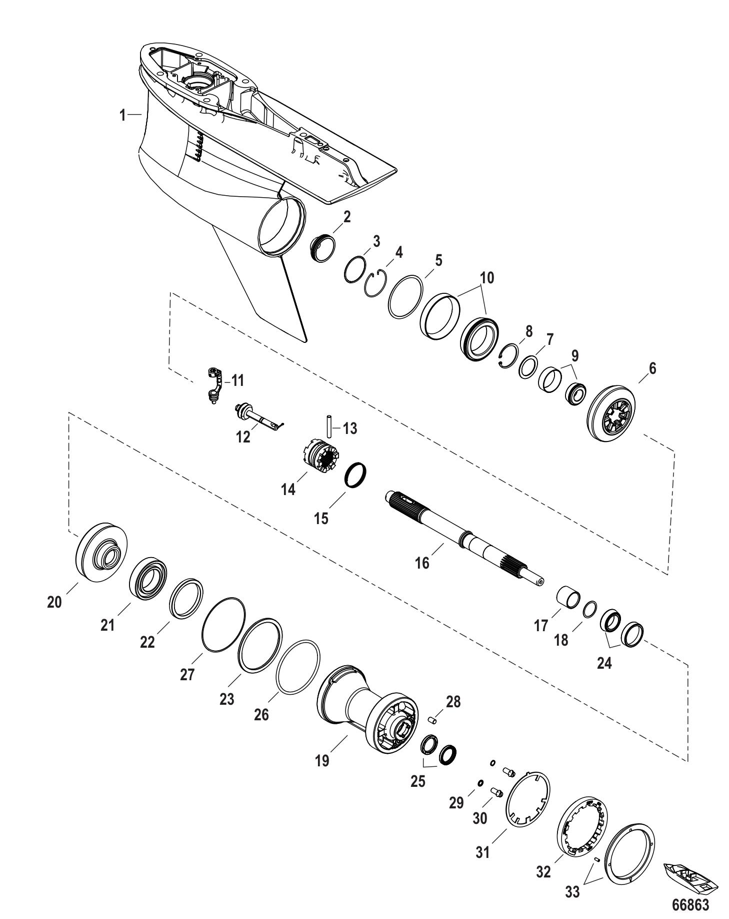 Gear Housing, Prop Shaft - Standard Rotation, 5.44 Torpedo