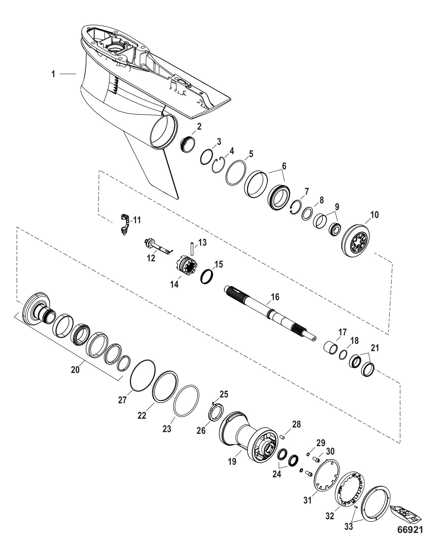 Gear Housing, Prop Shaft - Counter Rotation, 5.44 Torpedo