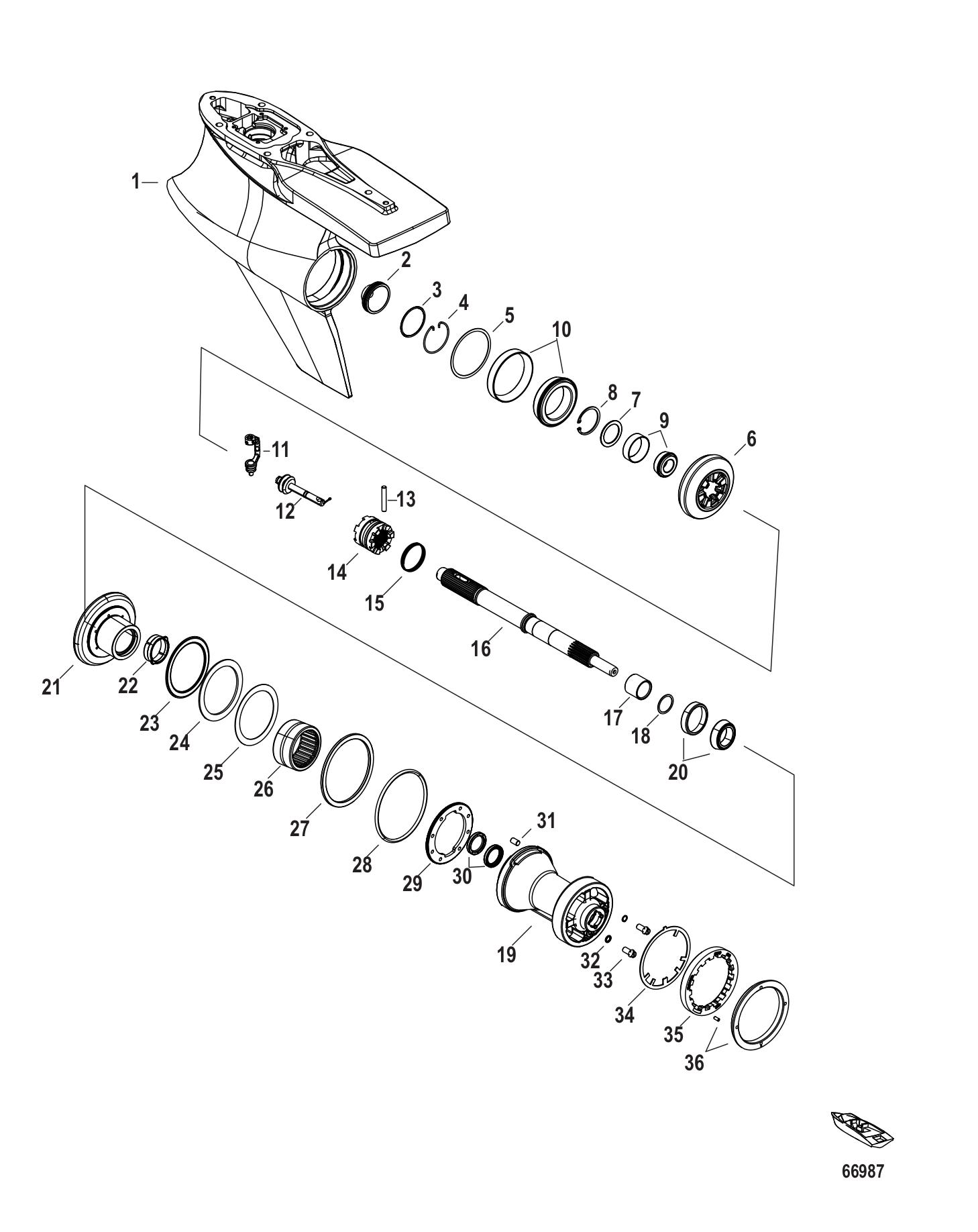 Gear Housing, Prop Shaft-Standard Rotation, Sport Master, 1.60