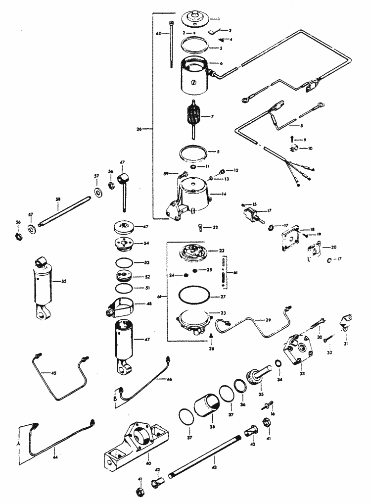 Chrysler 140 HP (1978) Power Trim Unit Parts mercruiser tilt trim wiring diagram 