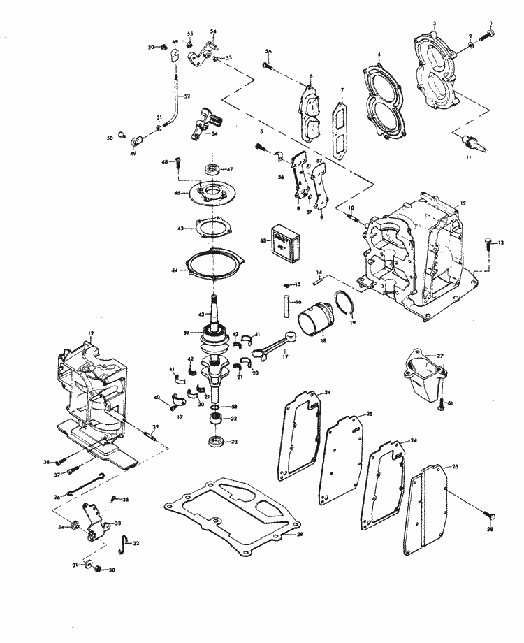 Chrysler 9.9 HP (1979) Power Head Parts