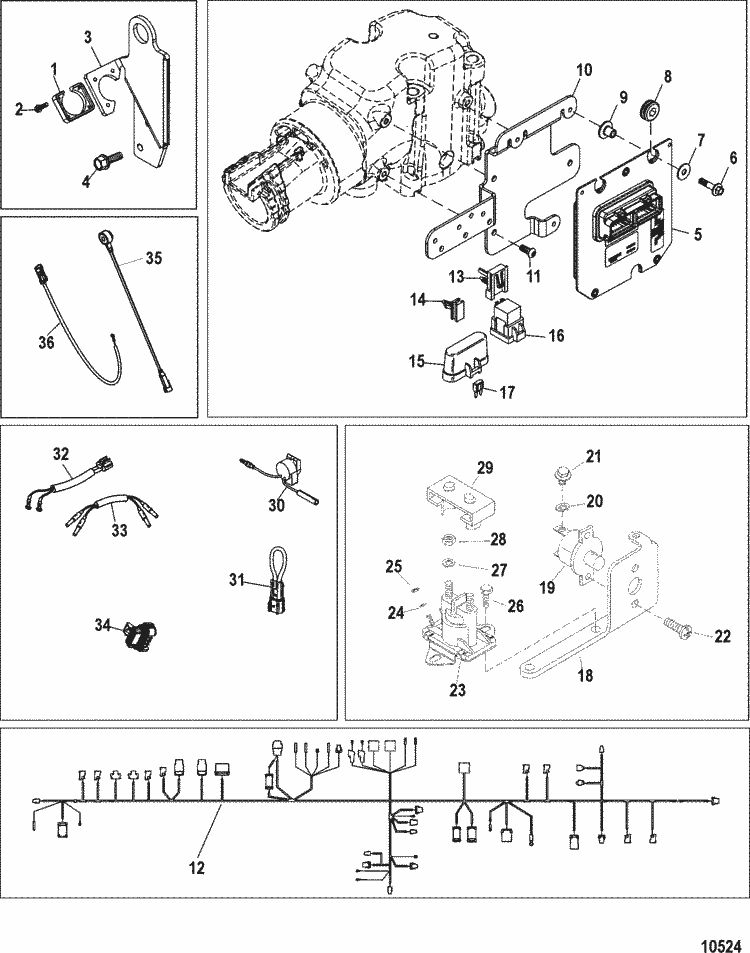 MerCruiser 350 Mag MPI MIE Electrical Components (Mechanical Throttle