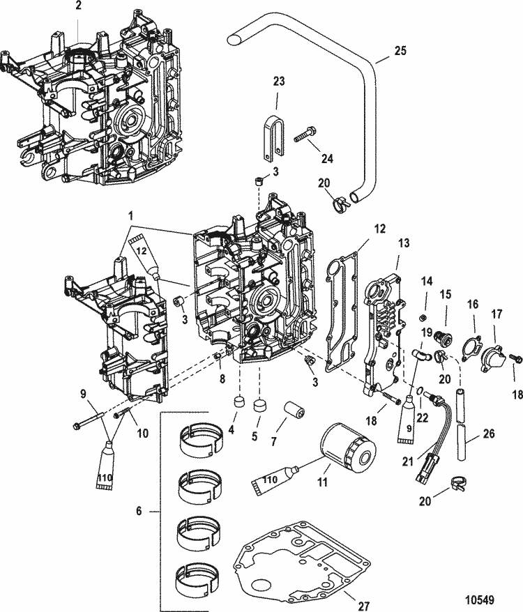 Mercury Marine 40 HP EFI (3 Cylinder) (4-Stroke) Cylinder Block Parts