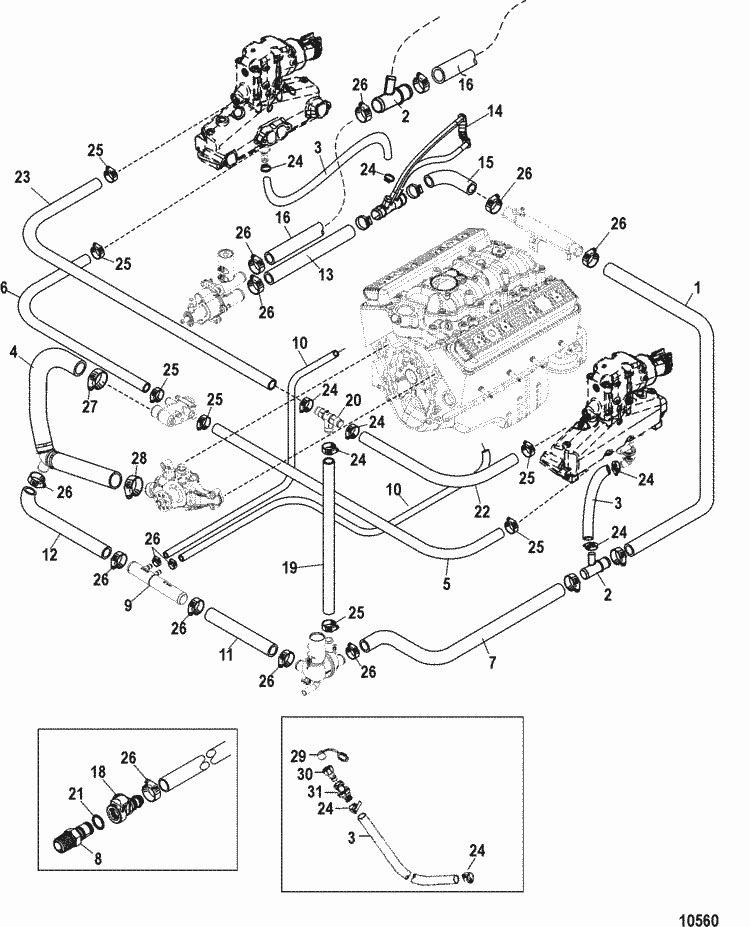 MerCruiser 6.2L MPI Horizon MIE Standard Cooling System Parts