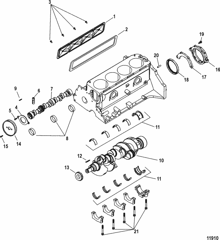 MerCruiser 3.0L GM 181 I / L4 Cylinder Block, Crankshaft ... mercruiser engine block diagrams 