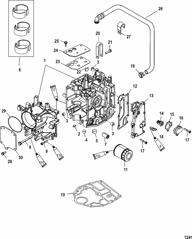 Mercury Marine 25 HP (4-Stroke) Cylinder Block Parts