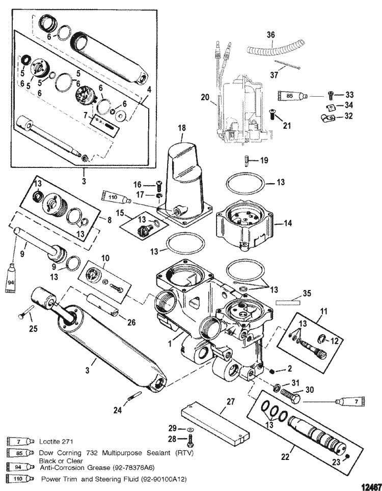 Mercury Marine 225 HP (3.0L Carburetor) Power Trim ... suzuki outboard wiring harness 