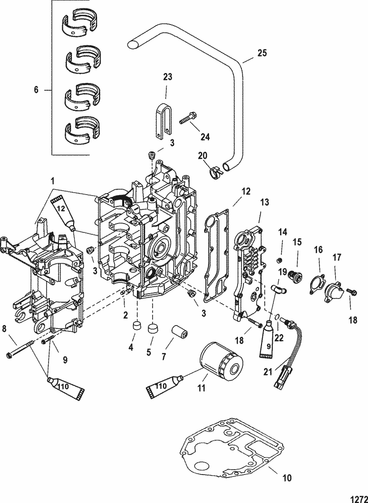 Mercury Marine 40 HP Carburetor (3 Cylinder) (4-Stroke) Cylinder Block
