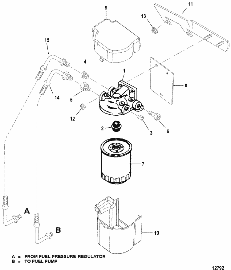 Mercruiser 5 0l efi gm 305 v 8 1998 fuel filter parts