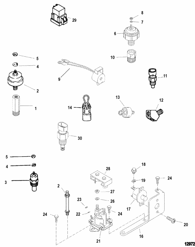 MerCruiser 4.3L EFI (Gen+) TBI GM 262 V-6 Electrical Components Parts
