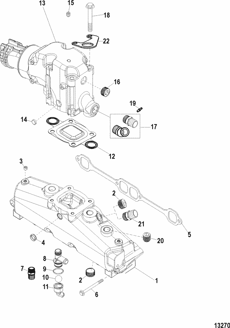 MerCruiser 5.0L MPI Alpha / Bravo Exhaust Manifold & Elbow Parts