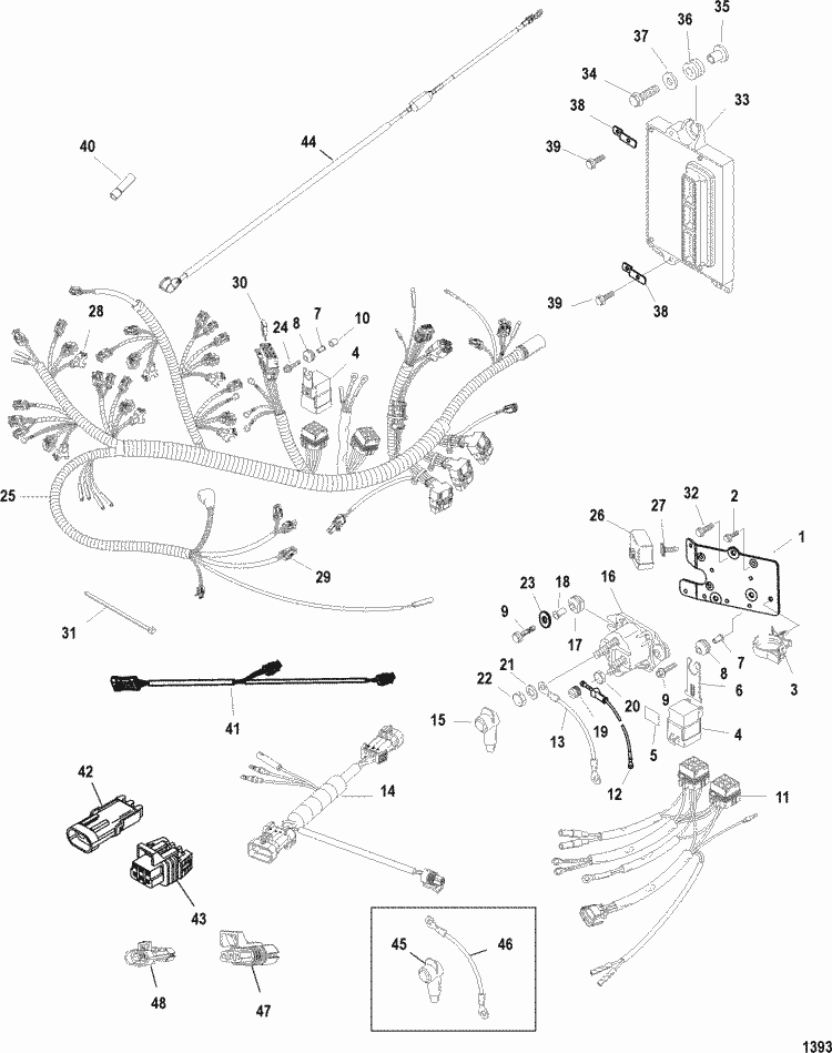 Mercury Marine V-200 HP EFI (2.5L) Electrical Plate Assembly Parts