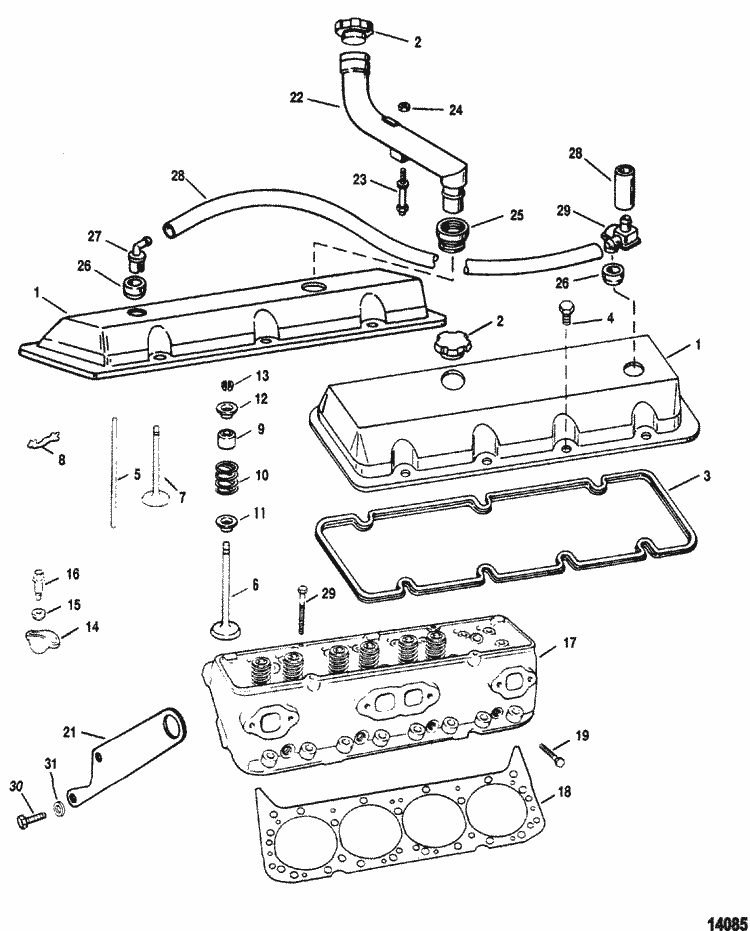 MARIページ MerCruiser 7.4L MIE MPI (LH) Gen. V GM 454 V-8 1995-1996
