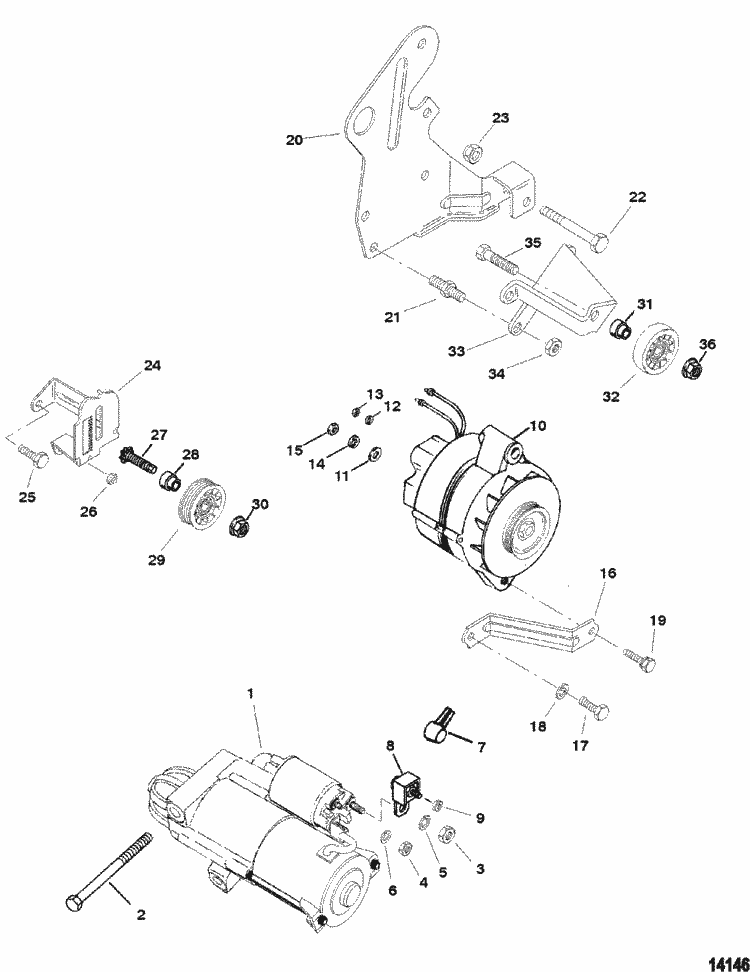 MerCruiser 5.7L EFI GM 350 V-8 1999-2001 Alternator ... mando alternator wiring diagram 