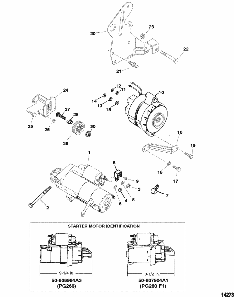 MerCruiser 262 Mag (TBI) (Gen+) Starter Motor & Alternator Parts