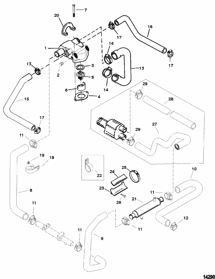 MerCruiser 262 Mag (TBI) (Gen+) Standard Cooling System (Fuel Cooled