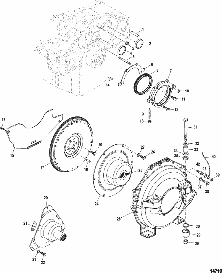 MerCruiser 5.0L MPI Alpha / Bravo Cylinder Block-flywheel Housing Parts