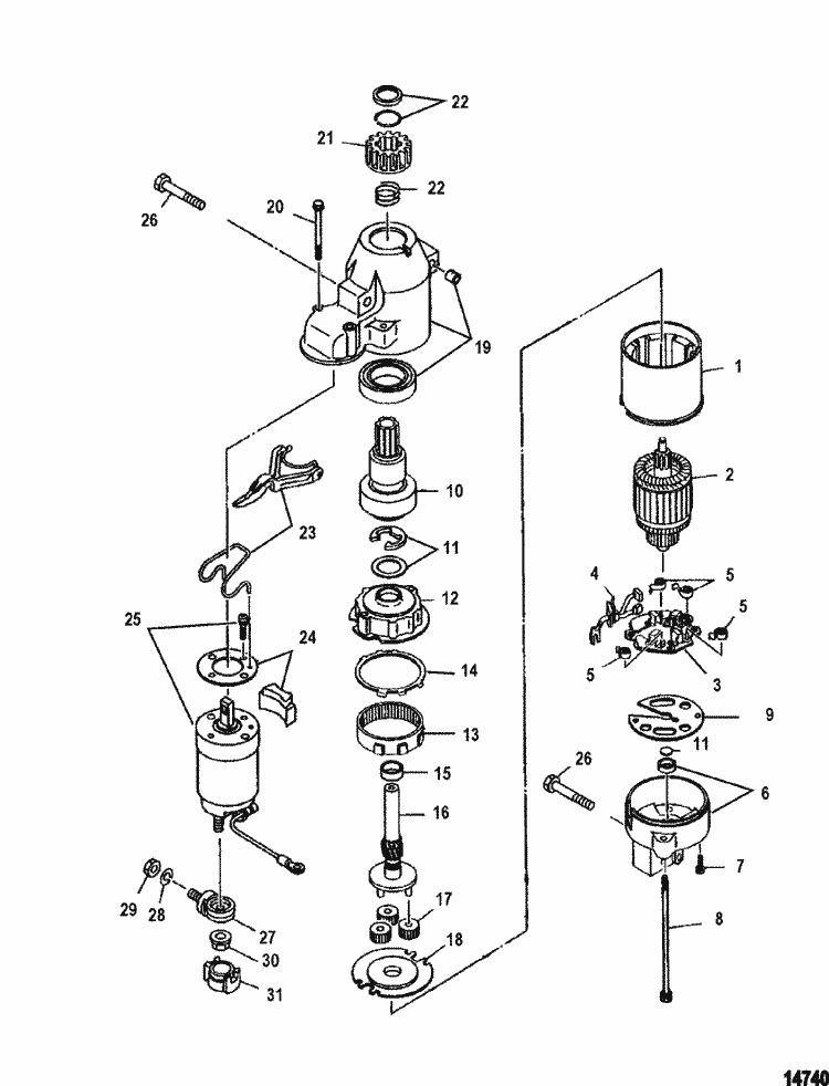 Mercury Marine 115 HP EFI (4Stroke) Starter Motor Parts
