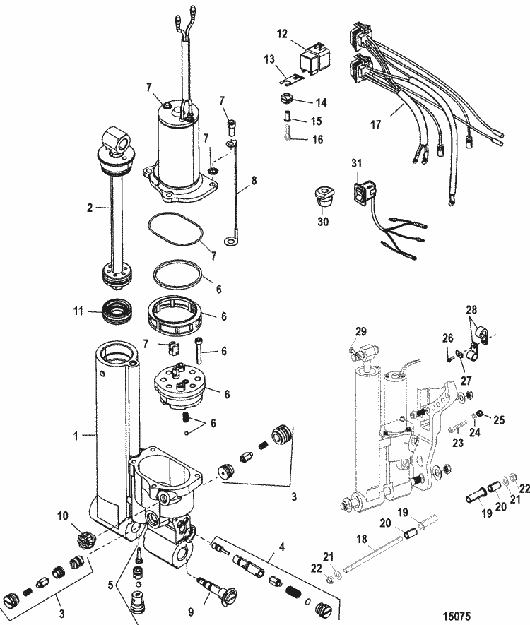 Mercury Outboard 25HP OEM Parts Diagram for Power Trim/Tilt