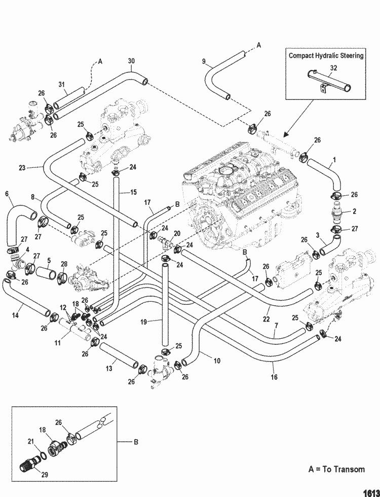 MerCruiser MX 6.2L MPI Bravo Standard Cooling System (Easy Drain) Parts