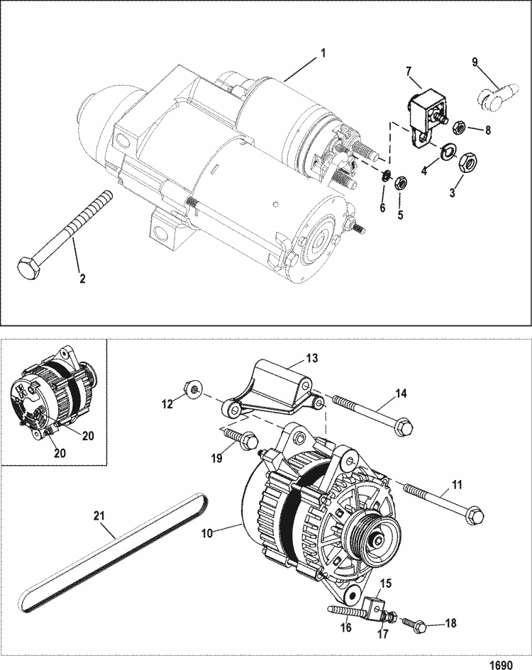 Mercruiser 496 Mag H O Model Starter U0026 Alternator Parts