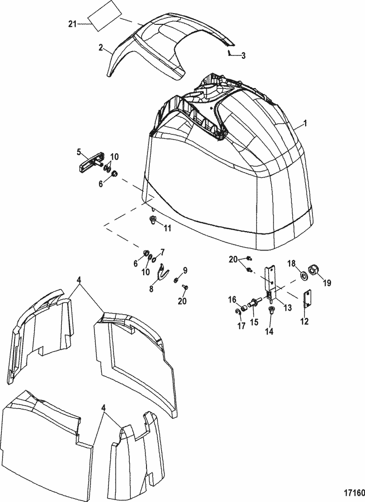 Mercury Marine 115 HP EFI (4-Stroke) Top Cowl Parts