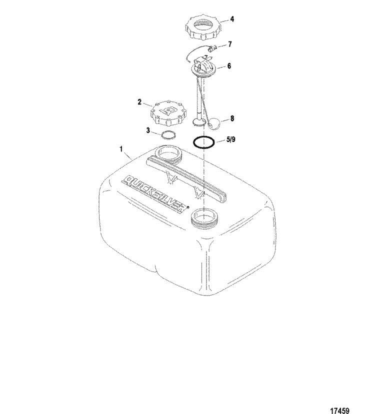 Mercury Marine Fuel / Oil Tanks, Lines, Filter Kits & Corrosion Fuel Tank Assembly (6.6 Gallon