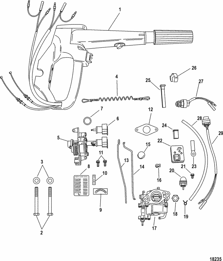 Mercury Marine 9.9 HP (4-Stroke) (209 cc) Tiller Handle ... wiring diagram mercury 9 9 4 stroke 