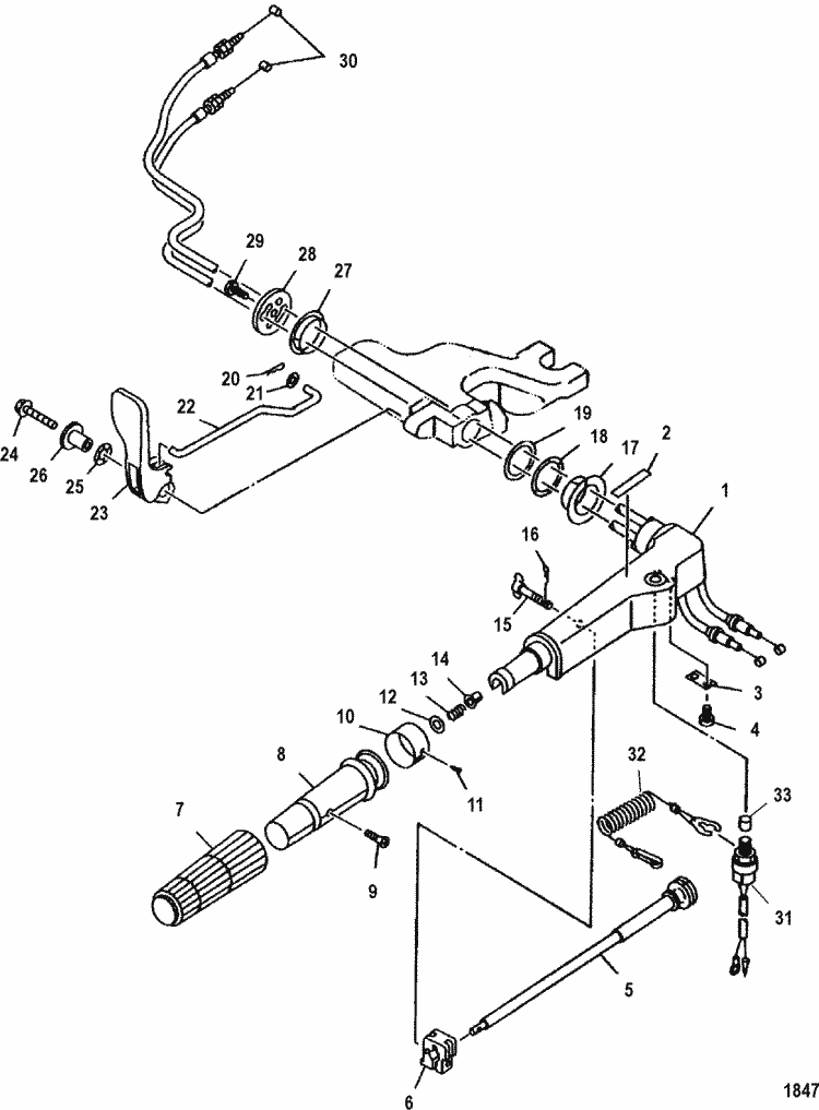 Mariner 15 HP K (Long) Steering Handle Parts