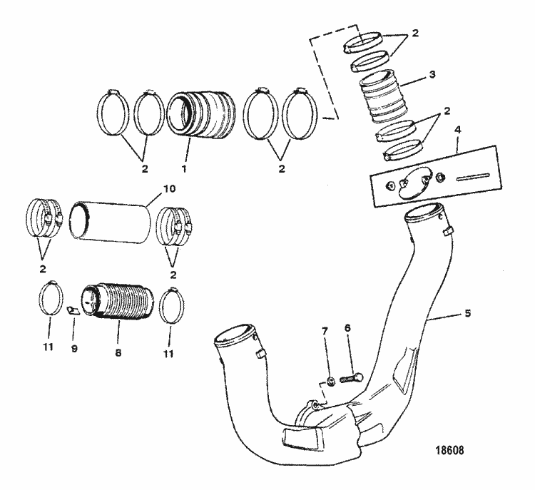 Mercury Marine Exhaust / Cooling Systems & Extension Kits Exhaust Pipe