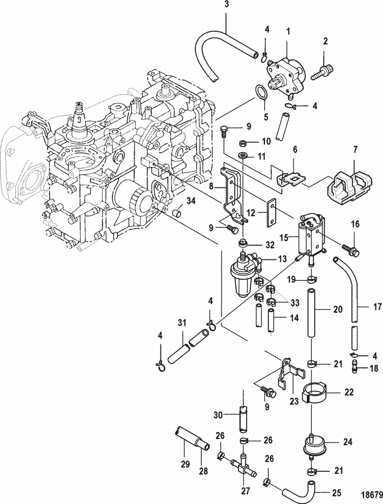 Mercury Marine 25 HP Jet EFI (3 Cylinder) (4-Stroke) Fuel Pump Parts