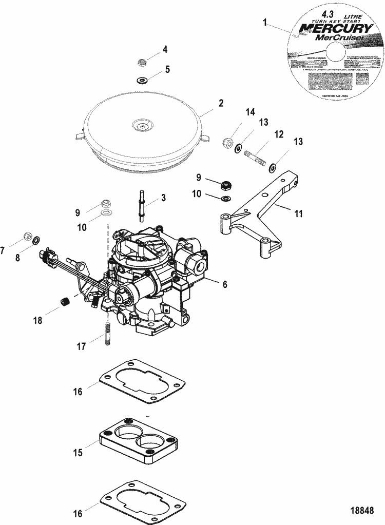 MerCruiser 4.3L Carburetor Alpha / Bravo Carburetor & Throttle Linkage