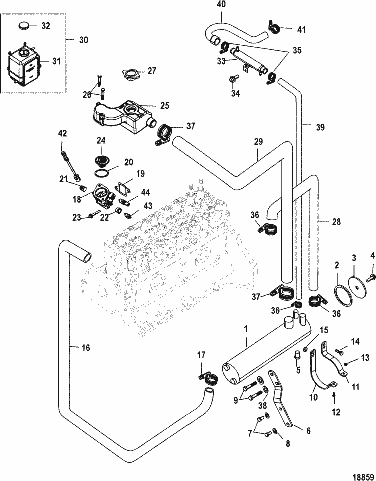 MerCruiser 3.0L GM 181 I / L4 Closed Cooling System Parts mercury thunderbolt wiring diagram 