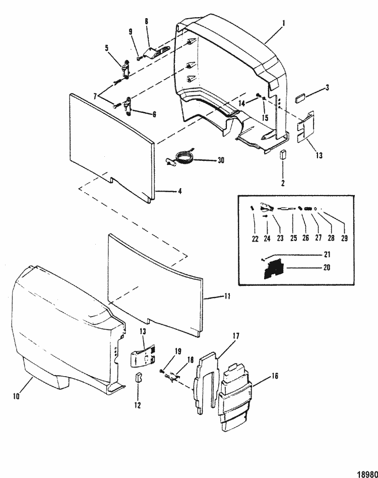 Mercury Marine V200 Cowls & Front Cover Parts