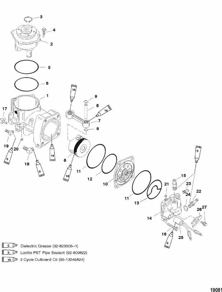 Mercury Marine 200 HP (DFI) Air Compressor Components Parts