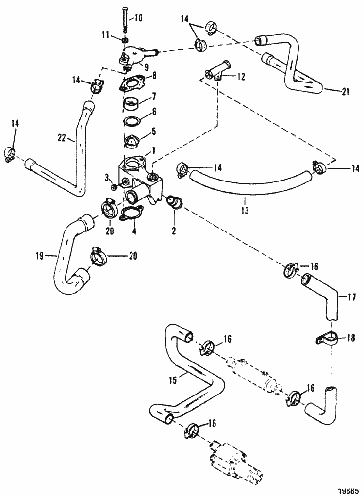 MerCruiser 5.7L MIE GM 350 V-8 1988-1993 Thermostat ... mercruiser 5 7l efi diagram 