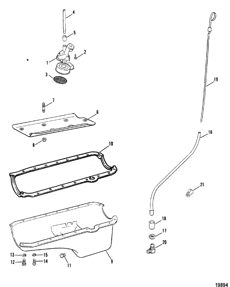 MerCruiser 5.7L MIE GM 350 V8 19881993 Oil Pan & Oil Pump Parts