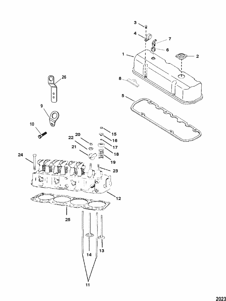 MerCruiser 3.0L GM 181 I / L4 Cylinder Head & Rocker Cover Parts