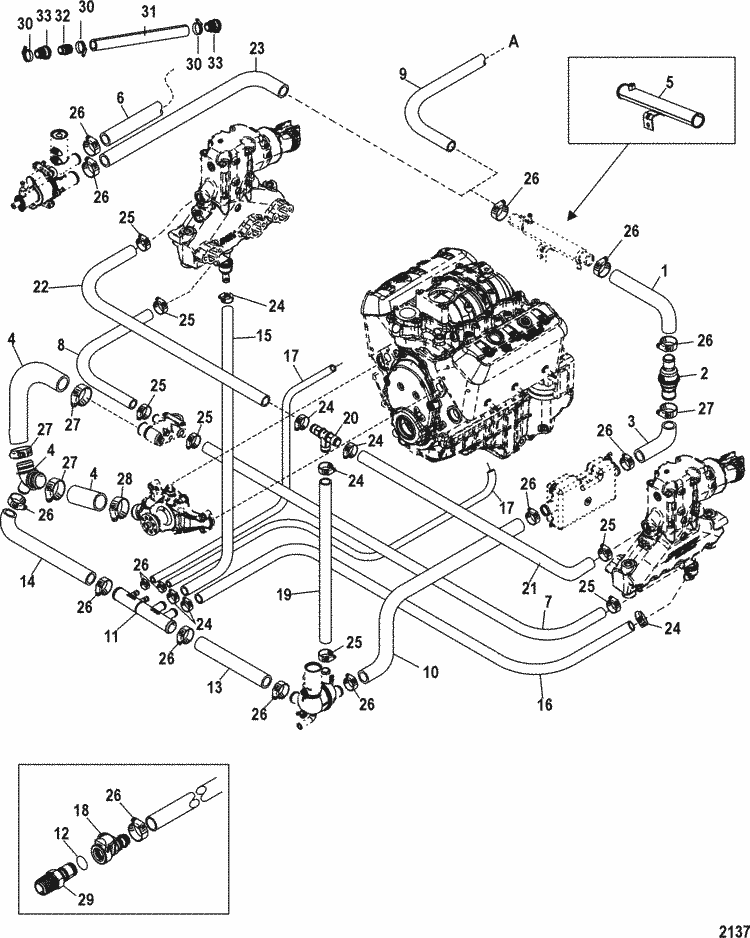 MerCruiser 4.3L MPI Alpha / Bravo Standard Cooling System ... mercruiser engine block diagrams 