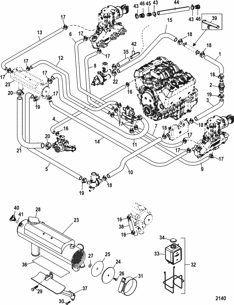 MerCruiser 4.3L MPI Alpha / Bravo Closed Cooling System Parts 1997 4 3 liter engine diagram 