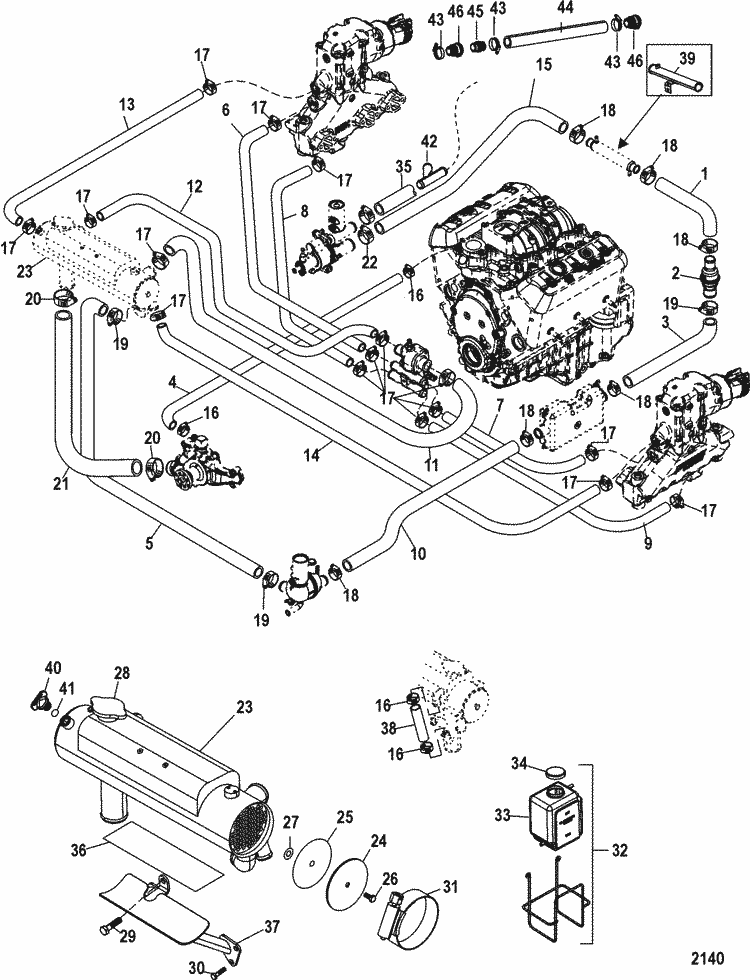 MerCruiser 4.3L MPI Alpha / Bravo Closed Cooling System Parts mercruiser engine block diagrams 