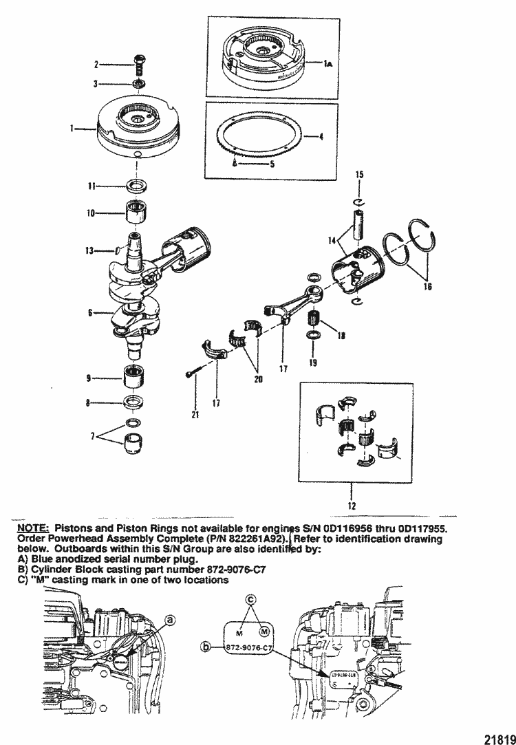 Mercury Marine 25 HP, 25 SeaPro, Super 15 (2 Cylinder) Crankshaft ...  Engine section