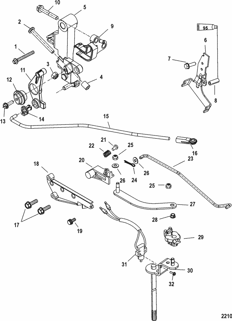 Mercury Marine 50 HP EFI (4 Cylinder) (4-Stroke) Linkage (Handle) Parts