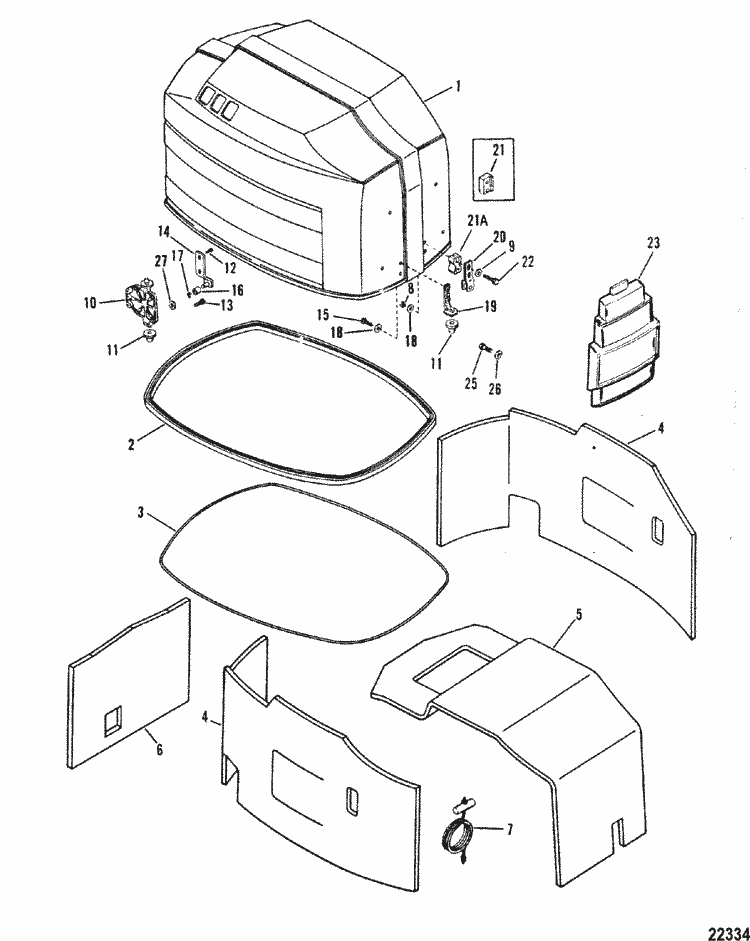 Mercury Marine V200 HP XRI (EFI) Top Cowl & Front Shield Parts