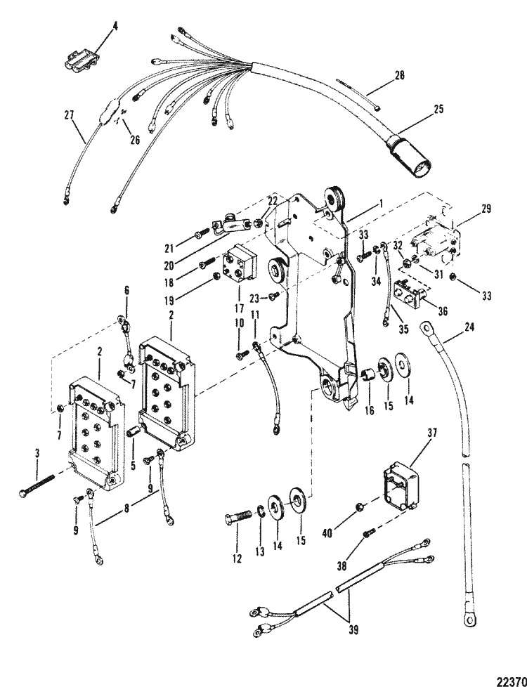 mercury marine xr 4 wiring harness, starter solenoid \u0026 rectifier parts