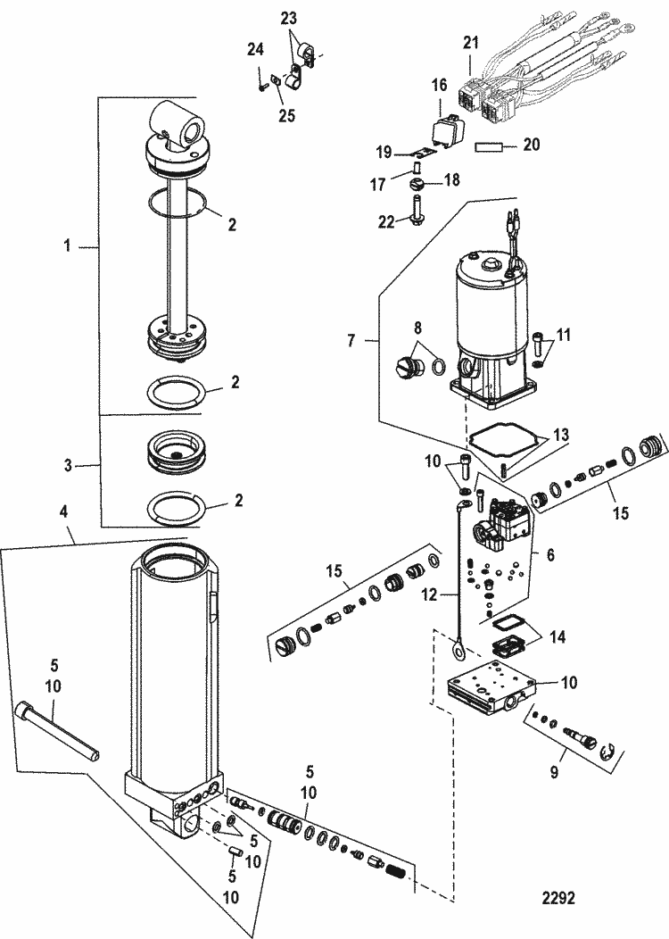 Mercury Outboard 25HP OEM Parts Diagram for Power Trim/Tilt